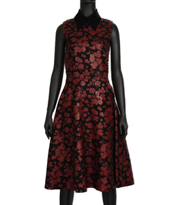 Rodarte Floral Bordeaux Red Dress