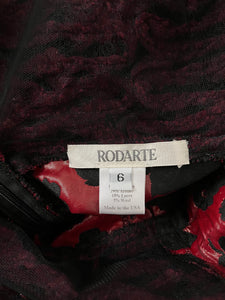 Rodarte Floral Bordeaux Red Dress