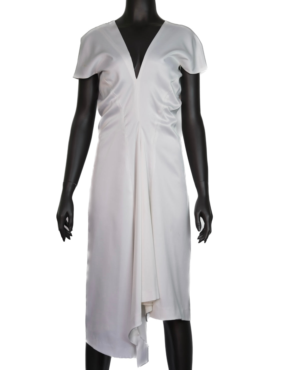 jil sander white dress Jil Sander by Jil Sander White Drapee Midi Dress – Michelle Elie