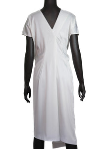 Jil Sander by Jil Sander White Drapee Midi Dress